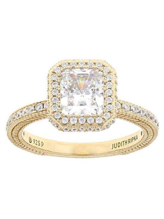 Judith Ripka Jewelry - Judith Ripka Cubic Zirconia 14k Yellow Gold Clad Toujours Ring 3.56ctw Size 9